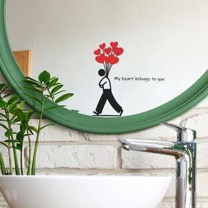Kreativer Wandaufkleber mit Herzballon Figur und My Heart Belongs To You englischem Spruch