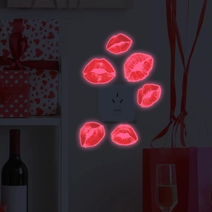 Leuchtende rote Lippen Wandtattoo im Dunkeln leuchtend für Schlafzimmer und Badezimmer