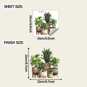 Detail view of tropical plant PVC wall sticker dimensions 24x24cm for home decoration