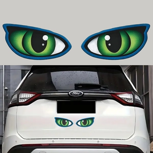 Autocollants créatifs yeux de chat verts pour décoration de carrosserie et vitres