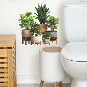 Realistic tropical potted plant wall stickers for modern bathroom wall decoration