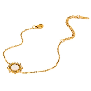 18k vergoldetes Edelstahl-Sonnenarmband mit Opalstein und glänzenden Kristallen