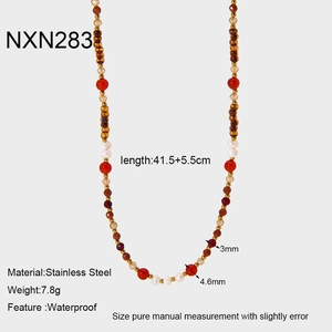Détails du collier de perles en pierre naturelle avec chaîne en acier et spécifications