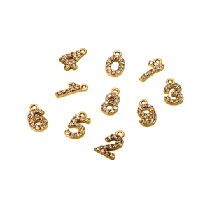 Anhänger Glückszahl mit Zirkonia-Besatz, 18K vergoldeter Edelstahl für DIY-Schmuck