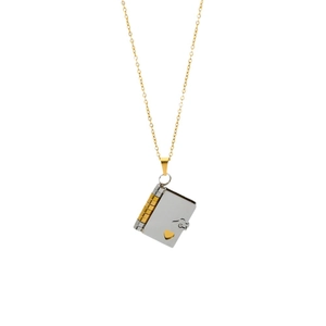Y2K vintage titanium steel openable love letter book pendant necklace with heart cutout
