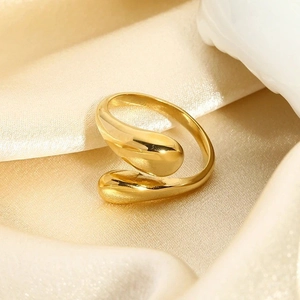 Minimalistisch Roestvrij Staal Waterdruppel Open Ring 18K Verguld Waterdicht Verstelbaar Slijtvast Sieraden Ring voor Dames
