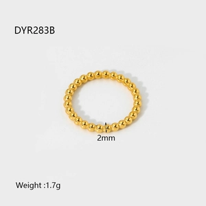 Détails d'une bague à billes en acier doré de 2mm avec spécifications de 1,7g