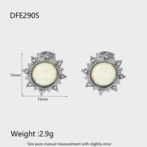Détails de taille pour boucles d'oreilles tournesol avec opale et métal argenté
