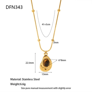 Macro detail of tiger eye stone pendant necklace with dimensions and stainless steel specs