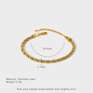 Detailed view of bicolor twist rope chain bracelet with lobster clasp and adjustable link