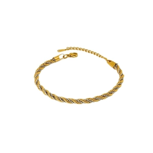 Two-tone twisted chain bracelet in gold and silver stainless steel with adjustable lobster clasp