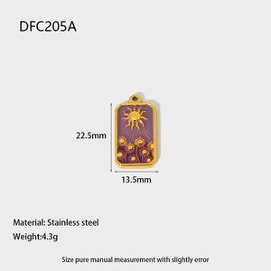 Detail van rechthoekige roestvrijstalen tarot hanger met afmetingen en gewicht