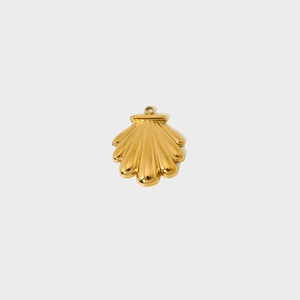 Golden scallop shell pendant in polished stainless steel for DIY jewelry making