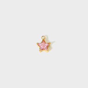Star-shaped gold stainless steel pendant with a faceted pink crystal gemstone