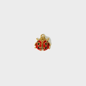 Colorful ladybug charm pendant in red enamel and gold-plated stainless steel for DIY jewelry