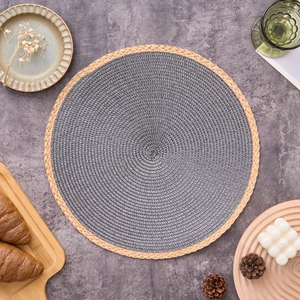 Modern Minimalist Round Woven Paper Placemat Heat Insulated Braided Edge Table Mat For Dining Room Kitchen Decor