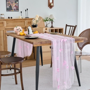 French Retro Polyester Lace Table Runner With 3D Butterfly Beaded Embroidery Elegant Table Decoration For Wedding Party Home