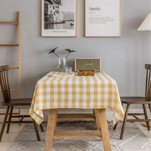 Mantel Rectangular de Cuadros Francés Poliéster Antipolvo Cubierta de Mesa Decorativa Mantel de Gingham para Comedor Decoración del Hogar