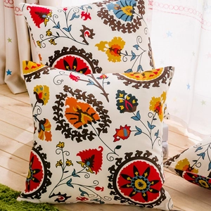 Housses de coussin ethniques en coton et lin avec motifs mandala colorés de tournesol