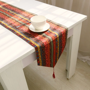 Bohemian Ethnic Striped Cotton Linen Table Runner Tassel Decor Geometric Placemat Pillowcase Home Dining Party Decor