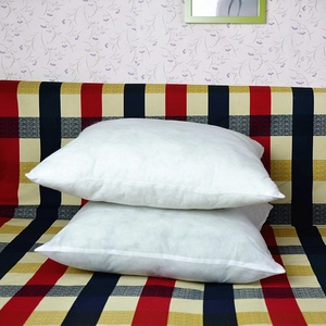 Set of two soft square white PP cotton pillow inserts with non-woven fabric cover