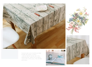 Detailed macro view showing the natural rough linen cotton texture with vintage wood print