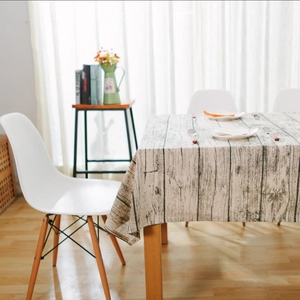 Nordic light wood grain rectangular tablecloth with thick polyester fabric in home setting