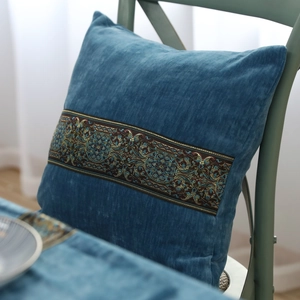 Nordischer Bestickt Samt Kissenbezug Einfarbig Sofa Kissenhülle Ethnisch Vintage Dekorative Zierkissenbezug Ohne Füllung