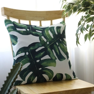 Monstera Leaf Print Decorative Cushion Cover Tropical Botanical Pillow Case For Sofa Home Decor Square Cotton Pillowcase