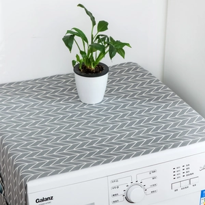 Grey chevron geometric dust cover cloth for front-load washing machines and fridges