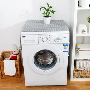 Detailed view of the grey geometric wave pattern on a dustproof washing machine cover