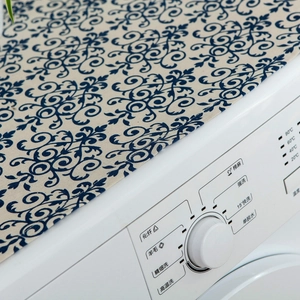 Housse de protection anti-poussière à motif floral bleu et blanc pour lave-linge et frigos