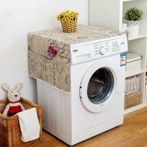 European letter print dust cover for washing machines with side storage pockets