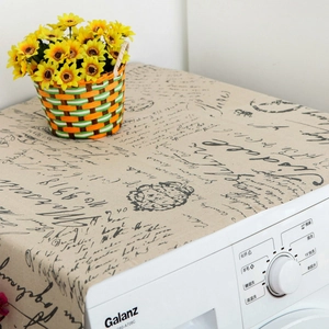 European style khkai linen dust cover with vintage script for washing machines