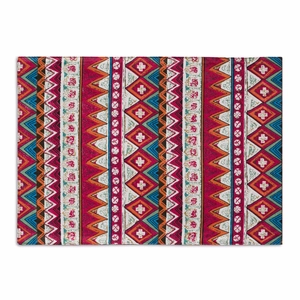 Detailed close-up of bohemian pattern rectangular placemat with ethnic geometric textures