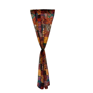 Bohemian patchwork door curtain with floral ethnic patterns in vibrant cotton linen