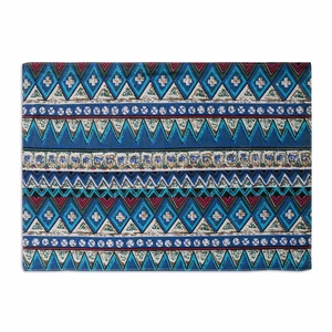 Detail of bohemian geometric pattern placemat made of thick cotton linen fabric