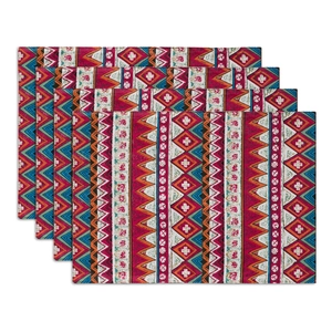Bohemian Printed Cotton Linen Placemats Rectangular Heat Resistant Non Slip Table Mats For Dining Room Home Decor