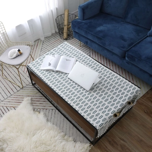 Chemin de Table en Polyester Coton Style Nordique Avec Pompons et Poches Latérales Nappe de Table Basse Botanique Rectangulaire