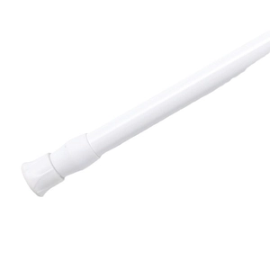 Adjustable white telescopic curtain rod with anti-slip bases for home organization