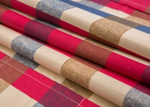 Close-up of modern Nordic checkered fabric with high texture for appliance dust covers