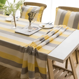 Waterproof American Style Striped Tablecloth Rectangular Polyester Fabric Table Cover For Dining Room Coffee Table Decoration