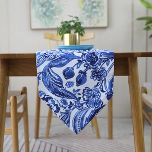 Vintage Floral Cotton Table Runner Peacock Blue Red Paisley Pattern Dining Room Decor Home Textiles Long Table Cover