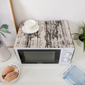 Housse de protection pour micro-ondes en lin avec motif grain de bois rustique