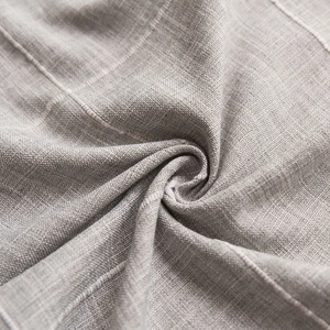 Nordic gray plaid tablecloth with embroidery detail made of cotton linen fabric