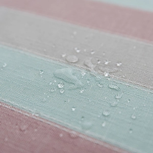 Waterproof striped cotton linen tablecloth with modern pink and grey minimalist design