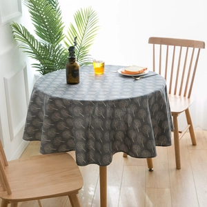 Round Cotton Linen Blend Tablecloth Nordic Minimalist Tree Geometric Print Dustproof Table Cover For Dining Kitchen Table