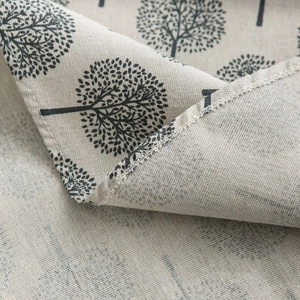 Nordic cotton linen tablecloth with tree print and high-quality hemmed edges