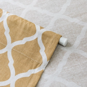 American style mustard yellow geometric door curtain with high-quality rod pocket detail