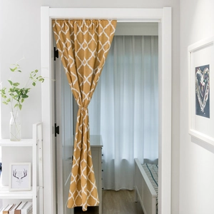 Ginger yellow geometric trellis pattern door curtain for indoor partition and home decor